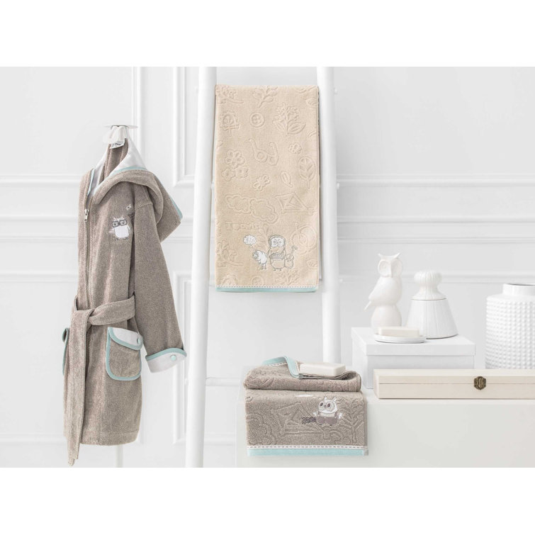 Togas Cheeky Owls 100 Cotton Terry Cloth Ankle Bathrobe with Pockets